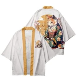 Apparel Anime Cat In Kimono Unisex Kimono Collection