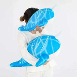 Anime Childe Tartaglia Blue Narwhal Whale Plush -Kawaii Store kawaiies plushies plush softtoy anime childe tartaglia blue narwhal whale plush soft toy 779611