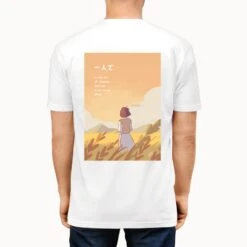 Apparel Anime Girl Alone Sunset Fields Unisex Kawaiies Tee