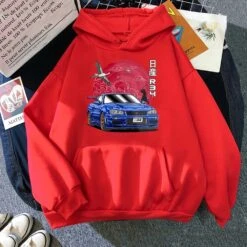 Apparel Anime Initial D Hooded Sweatshirt -Kawaii Store kawaiies plushies plush softtoy anime initial d hooded sweatshirt apparel red s 524308