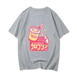 Apparel Anime Kero Pudding Cups Cardcaptor Sakura Unisex Tee -Kawaii Store kawaiies plushies plush softtoy anime kero pudding cups cardcaptor sakura unisex tee tops gray s 796370