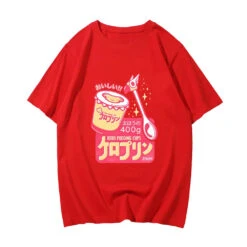 Apparel Anime Kero Pudding Cups Cardcaptor Sakura Unisex Tee -Kawaii Store kawaiies plushies plush softtoy anime kero pudding cups cardcaptor sakura unisex tee tops red s 851319