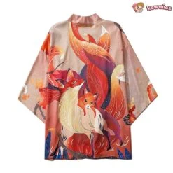 Apparel Anime Nine Tailed Fox Unisex Kimono -Kawaii Store kawaiies plushies plush softtoy anime nine tailed fox unisex kimono kimono 557137