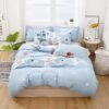 Baby Blue Stars Snow Polyester Bedding Sets -Kawaii Store kawaiies plushies plush softtoy baby blue stars snow polyester bedding sets new bedding sets 808105