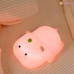 Baby Pink Kawaii Hippo LED Night Light -Kawaii Store kawaiies plushies plush softtoy baby pink kawaii hippo led night light home decor 459898