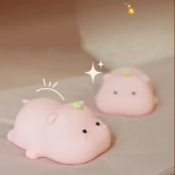 Baby Pink Kawaii Hippo LED Night Light -Kawaii Store kawaiies plushies plush softtoy baby pink kawaii hippo led night light home decor 618653