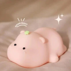 Baby Pink Kawaii Hippo LED Night Light -Kawaii Store kawaiies plushies plush softtoy baby pink kawaii hippo led night light home decor 632213