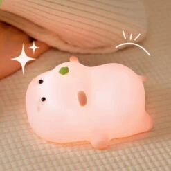 Baby Pink Kawaii Hippo LED Night Light -Kawaii Store kawaiies plushies plush softtoy baby pink kawaii hippo led night light home decor 966353