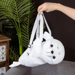 Apparel Baby White Seal Plush Backpack -Kawaii Store kawaiies plushies plush softtoy baby white seal plush backpack new bags 573800