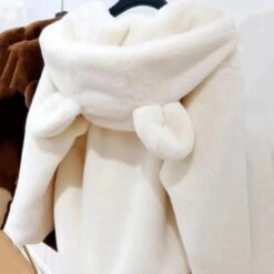 Apparel Bear Soft Faux Fur Hooded Coat -Kawaii Store kawaiies plushies plush softtoy bear soft faux fur hooded coat jacket 311522