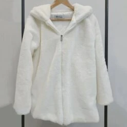 Apparel Bear Soft Faux Fur Hooded Coat -Kawaii Store kawaiies plushies plush softtoy bear soft faux fur hooded coat jacket 457867