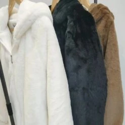 Apparel Bear Soft Faux Fur Hooded Coat -Kawaii Store kawaiies plushies plush softtoy bear soft faux fur hooded coat jacket 531876