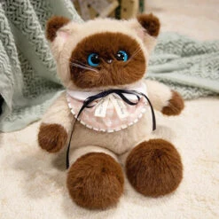Big-eyed Calico Siamese Cat Plush Friends -Kawaii Store kawaiies plushies plush softtoy big eyed calico siamese cat plush friends soft toy 45cm siamese with bib 409814