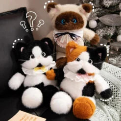 Big-eyed Calico Siamese Cat Plush Friends -Kawaii Store kawaiies plushies plush softtoy big eyed calico siamese cat plush friends soft toy 572299