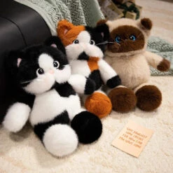 Big-eyed Calico Siamese Cat Plush Friends