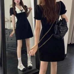 Apparel Black And White French Style Vintage Dress -Kawaii Store kawaiies plushies plush softtoy black and white french style vintage dress apparel 144130