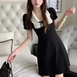Apparel Black And White French Style Vintage Dress -Kawaii Store kawaiies plushies plush softtoy black and white french style vintage dress apparel s 628529