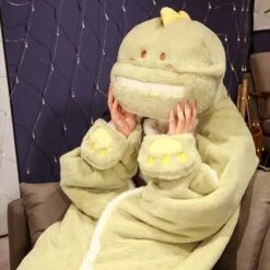 Apparel Black Cat Green Dino Plush Cape Hoodie Blanket -Kawaii Store kawaiies plushies plush softtoy black cat green dino plush cape hoodie blanket apparel 257340