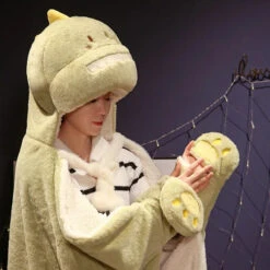 Apparel Black Cat Green Dino Plush Cape Hoodie Blanket -Kawaii Store kawaiies plushies plush softtoy black cat green dino plush cape hoodie blanket apparel 460632