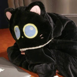 Kawaii Store 21 Apparel Black Cat Green Dino Plush Cape Hoodie Blanket