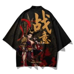 Apparel Black Japanese Female Fighter Mens Two-Piece Kimono Yukata Top & Pants Sets -Kawaii Store kawaiies plushies plush softtoy black japanese female fighter mens two piece kimono yukata top pants sets clothing 541202