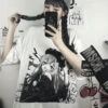 Apparel Black & White Anime Girl Bear Tee