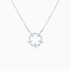 Blooming Baby Blue Flower 18K Gold-Plated Necklace -Kawaii Store kawaiies plushies plush softtoy blooming baby blue flower 18k gold plated necklace jewelry 394275