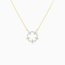 Blooming Baby Blue Flower 18K Gold-Plated Necklace -Kawaii Store kawaiies plushies plush softtoy blooming baby blue flower 18k gold plated necklace jewelry 431779