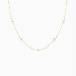 Blooming Baby Blue Flower 18K Gold-Plated Necklace -Kawaii Store kawaiies plushies plush softtoy blooming baby blue flower 18k gold plated necklace jewelry rose gold station 140849