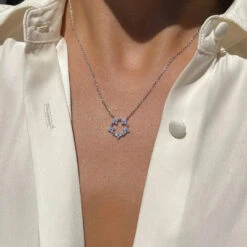 Blooming Baby Blue Flower 18K Gold-Plated Necklace -Kawaii Store kawaiies plushies plush softtoy blooming baby blue flower 18k gold plated necklace jewelry silver pendant 647289