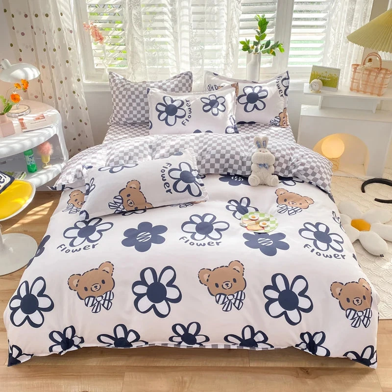 Blue Checked Bear Orange Dog Bedding Sets 3 Blue Checked Bear Orange Dog Bedding Sets