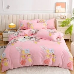 Sleeping On Floral Meadow Bedding Sets -Kawaii Store kawaiies plushies plush softtoy blue flowers bedding sets bedding sets pink single 806049