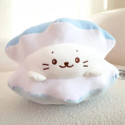 Blue Oyster White Seal Plushie -Kawaii Store kawaiies plushies plush softtoy blue oyster white seal plushie soft toy 493475