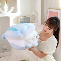 Blue Oyster White Seal Plushie -Kawaii Store kawaiies plushies plush softtoy blue oyster white seal plushie soft toy 503932