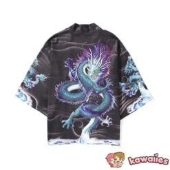 Apparel Blue Thunder Dragon Kimono -Kawaii Store kawaiies plushies plush softtoy blue thunder dragon kimono kimono 492231