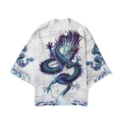 Apparel Blue Thunder Dragon Kimono -Kawaii Store kawaiies plushies plush softtoy blue thunder dragon kimono kimono white blue dragon m 879222