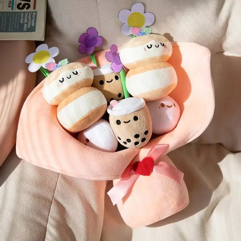 Boba Bubble Tea Flower Bouquet Plushie 7 Boba Bubble Tea Flower Bouquet Plushie - Image 5