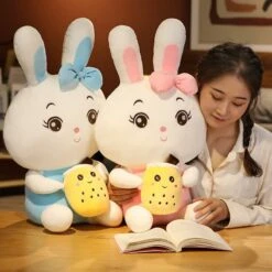 Boba Bunny Couple Plushies -Kawaii Store kawaiies plushies plush softtoy boba bunny couple plushies soft toy 180563