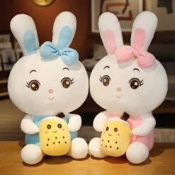 Boba Bunny Couple Plushies -Kawaii Store kawaiies plushies plush softtoy boba bunny couple plushies soft toy 258548