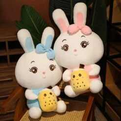 Boba Bunny Couple Plushies -Kawaii Store kawaiies plushies plush softtoy boba bunny couple plushies soft toy 350965