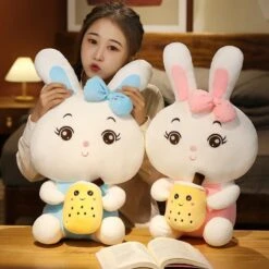 Boba Bunny Couple Plushies -Kawaii Store kawaiies plushies plush softtoy boba bunny couple plushies soft toy 708664