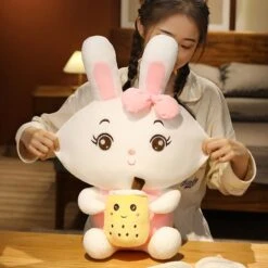 Boba Bunny Couple Plushies -Kawaii Store kawaiies plushies plush softtoy boba bunny couple plushies soft toy 806886