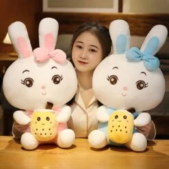Boba Bunny Couple Plushies -Kawaii Store kawaiies plushies plush softtoy boba bunny couple plushies soft toy 907079