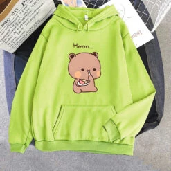 Apparel Boba The Brown Bear Munching Cake Unisex Hoodies -Kawaii Store kawaiies plushies plush softtoy boba the brown bear munching cake unisex hoodies apparel lime xs 108757