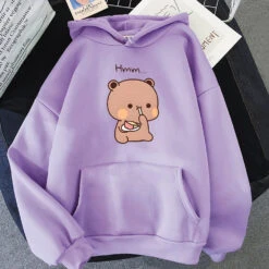 Apparel Boba The Brown Bear Munching Cake Unisex Hoodies -Kawaii Store kawaiies plushies plush softtoy boba the brown bear munching cake unisex hoodies apparel purple xs 946743