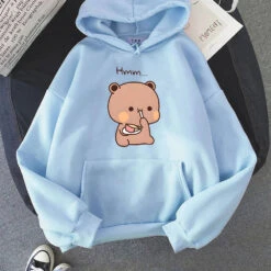 Apparel Boba The Brown Bear Munching Cake Unisex Hoodies -Kawaii Store kawaiies plushies plush softtoy boba the brown bear munching cake unisex hoodies apparel sky blue xs 303345