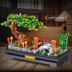 Bonsai Bamboo Tree Lake Scene Nano Building Set -Kawaii Store kawaiies plushies plush softtoy bonsai bamboo tree lake scene nano building set build it 244675