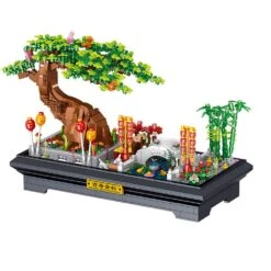 Bonsai Bamboo Tree Lake Scene Nano Building Set -Kawaii Store kawaiies plushies plush softtoy bonsai bamboo tree lake scene nano building set build it 992420
