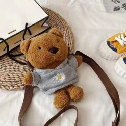 Apparel Brown Bear Bag -Kawaii Store kawaiies plushies plush softtoy brown bear bag accessories grey hoodie 261623