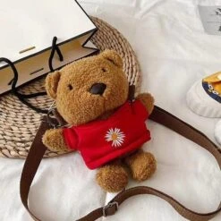 Apparel Brown Bear Bag -Kawaii Store kawaiies plushies plush softtoy brown bear bag accessories red hoodie 149956